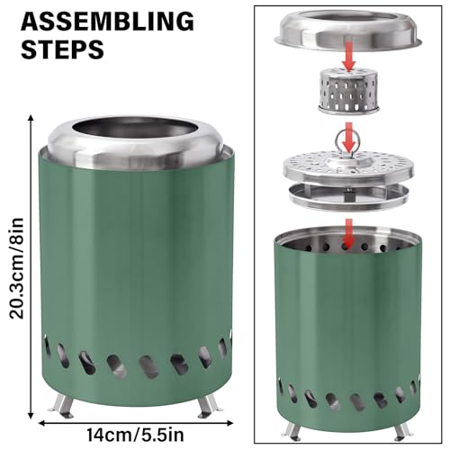 20 inch Stainless Steel Smokeless Fire Pit with Carry Bag V73405