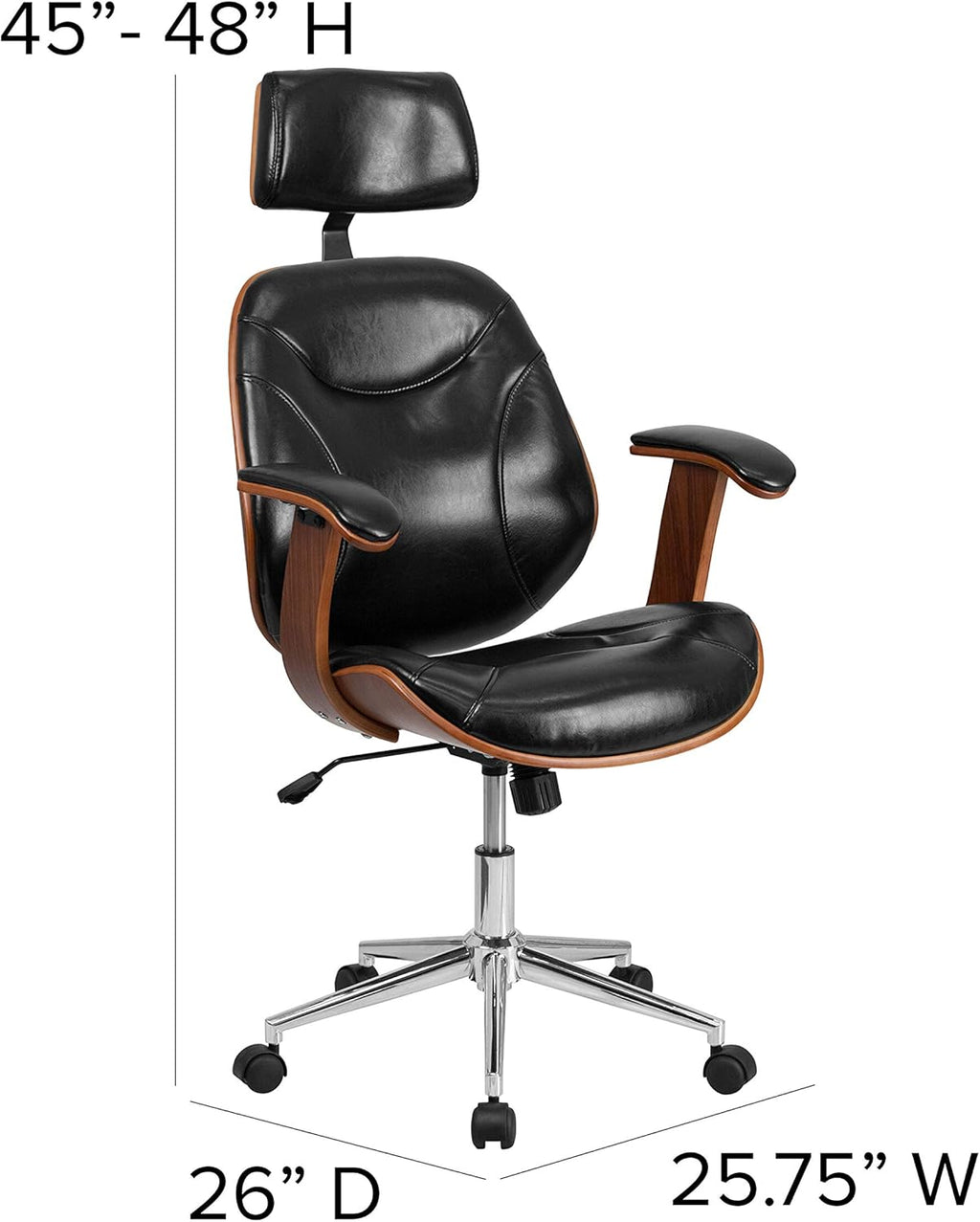 Black LeatherSoft Swivel Office Chair with Arms W7577