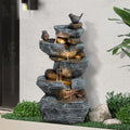 5-Tiers Cascading Rock Water Fountain with LED Lights G77108