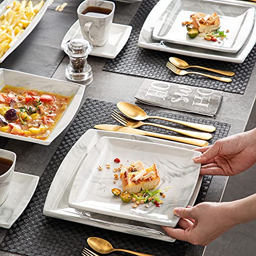 30 Piece Ivory White Porcelain Square Dinnerware Set N577580