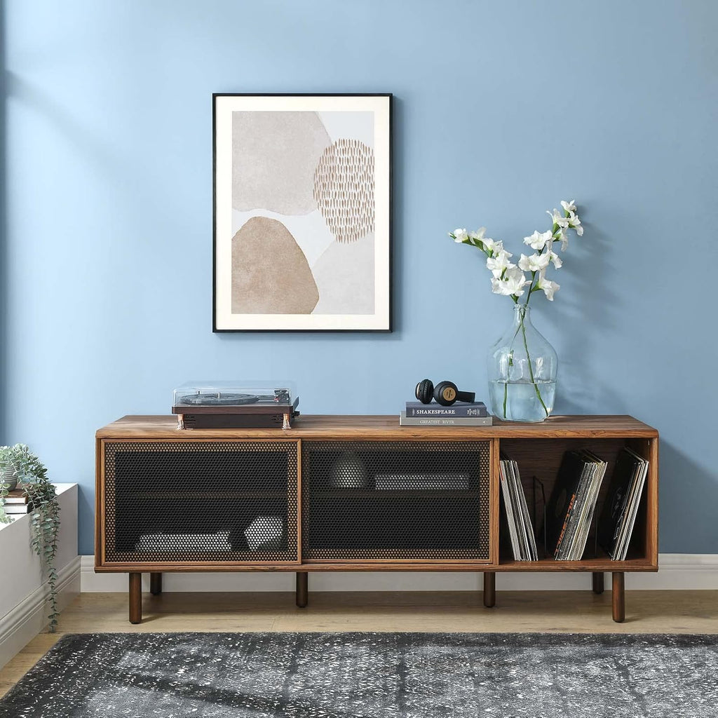 Walnut MDF Particleboard TV and Record Stand U373