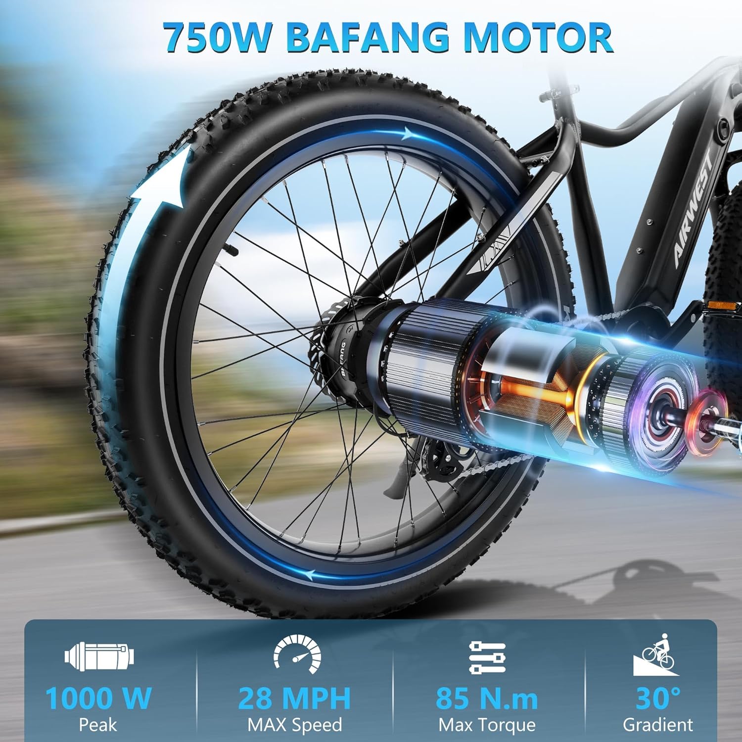 750W 26" Fat Tire Electric Bicycle with 48V 15AH Battery C5164