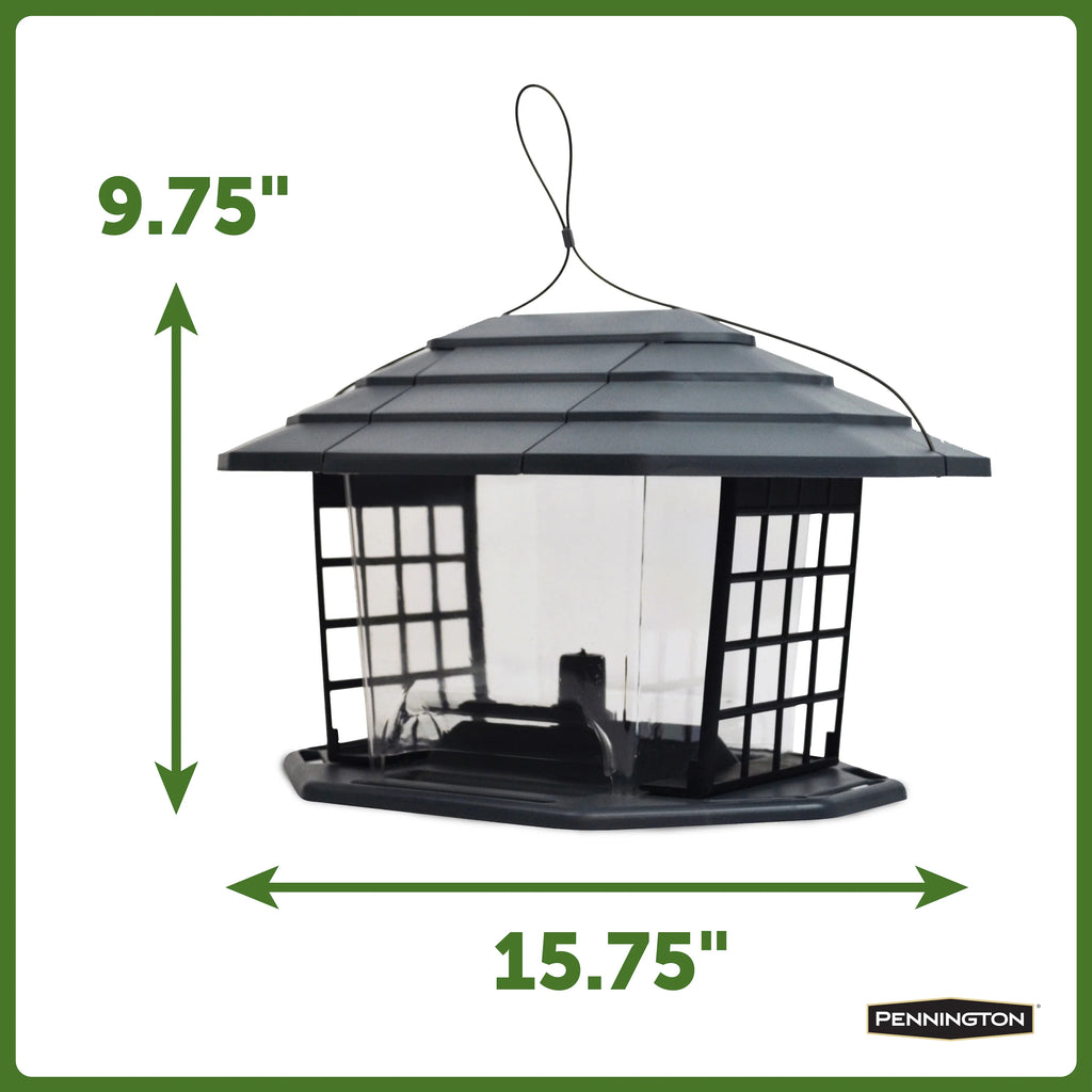 Gray Recycled Resin Wild Bird Hopper Feeder 5 lb. Capacity 2 Pack R8951