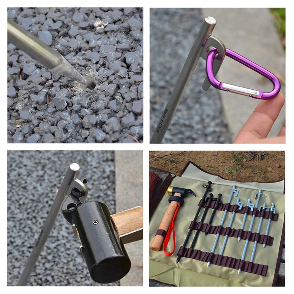 40cm Heavy-Duty Steel Solid Tent Stakes Pegs Ground Nail M8246