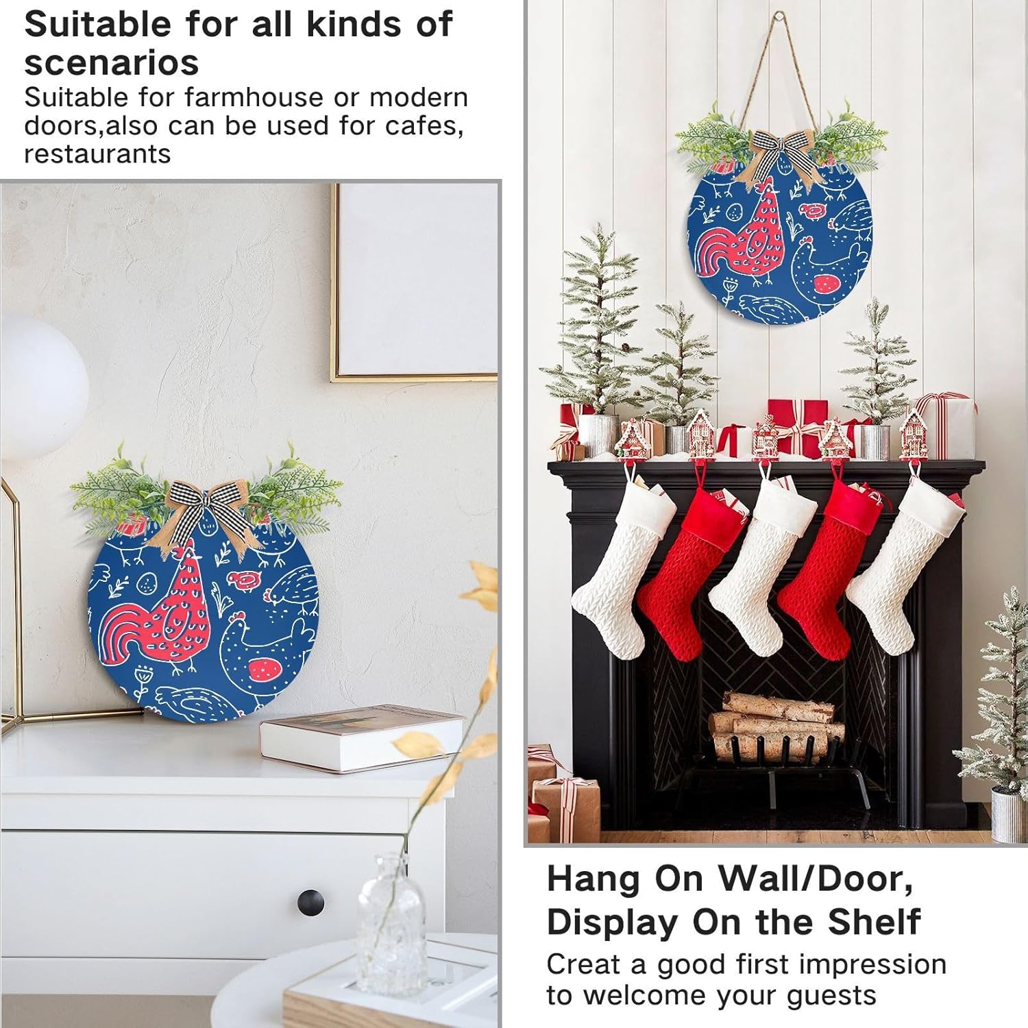 Chicken Rooster Pattern Door Wreaths E36278
