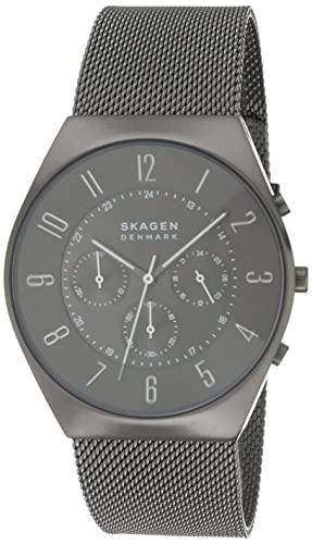 Men's Three-Hand Date Watch With Steel Mesh or Leather Band V4805