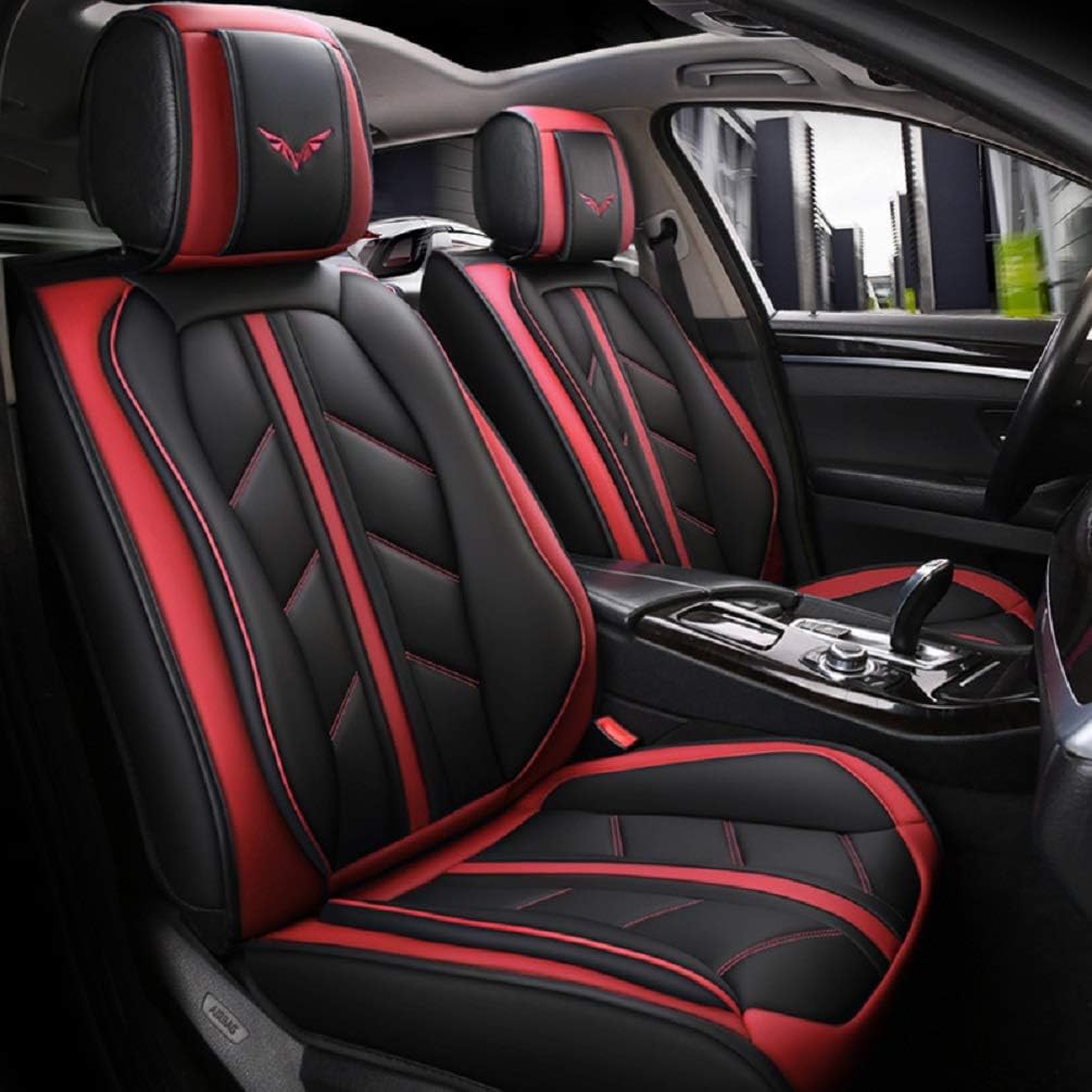 Black-Blue PU Leather Car Seat Cover Full Set X3562