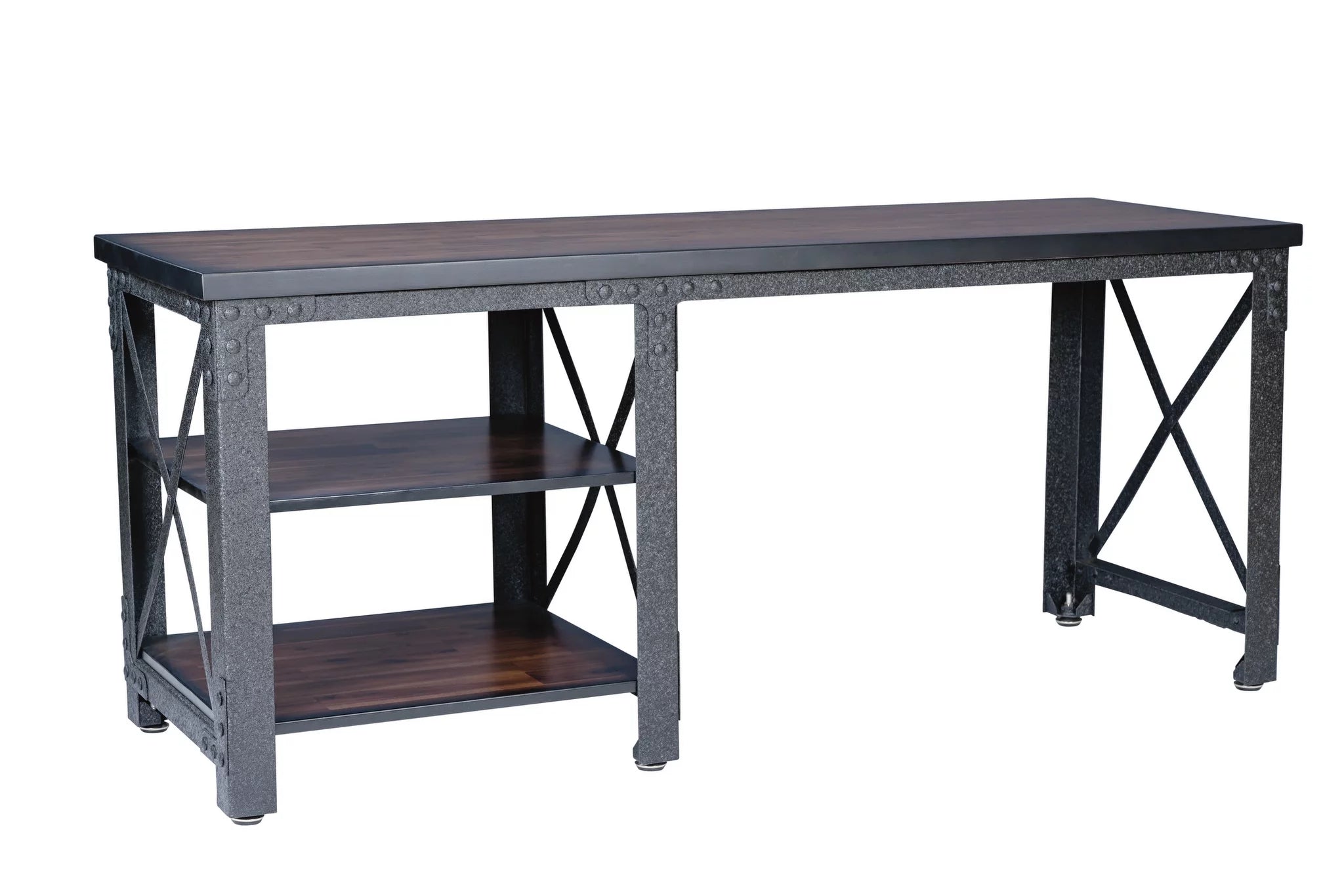 72" Industrial Metal & Wood Desk with Shelves F133866
