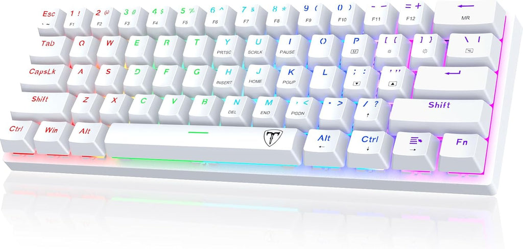 White 61 Keys Wired Mechanical Keyboard with Red Switches T8163