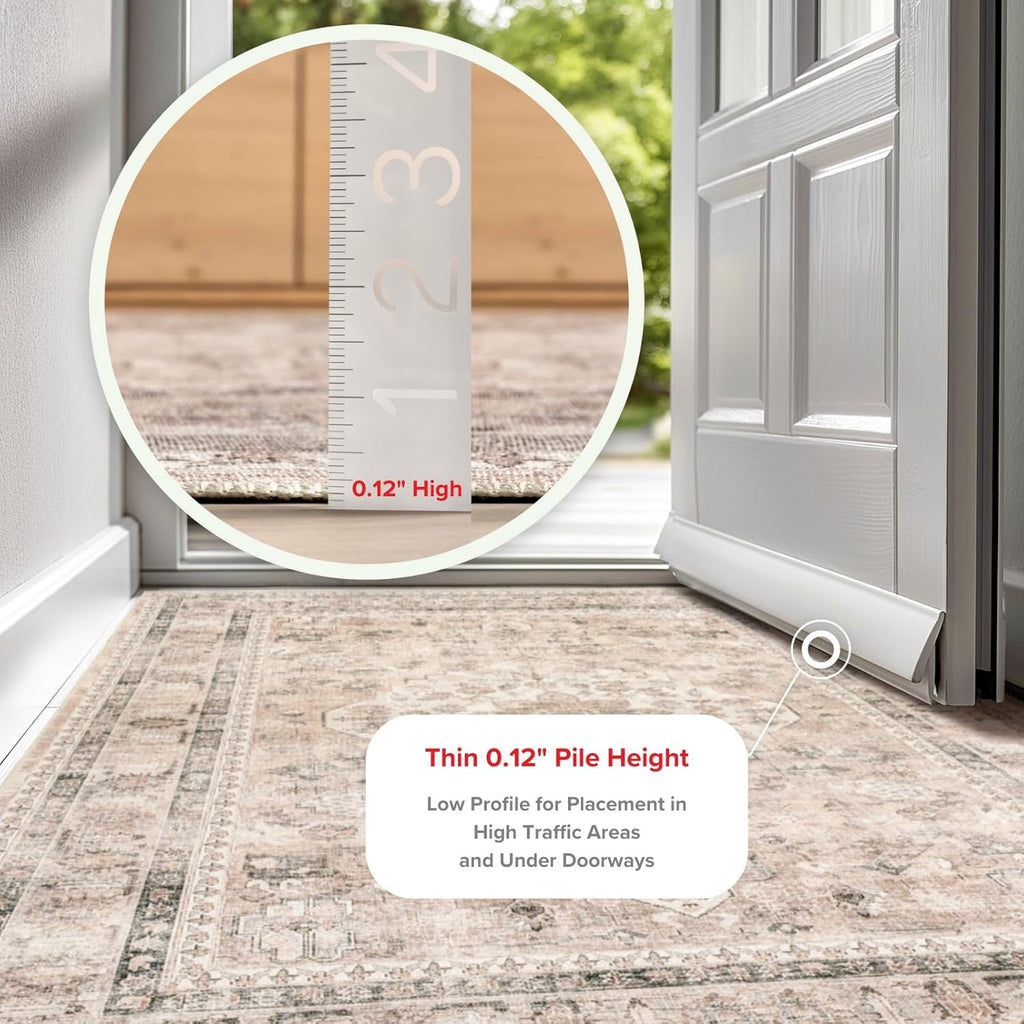 6x9 Spill Proof Machine Washable Area Rug, Stone/Ivory K319