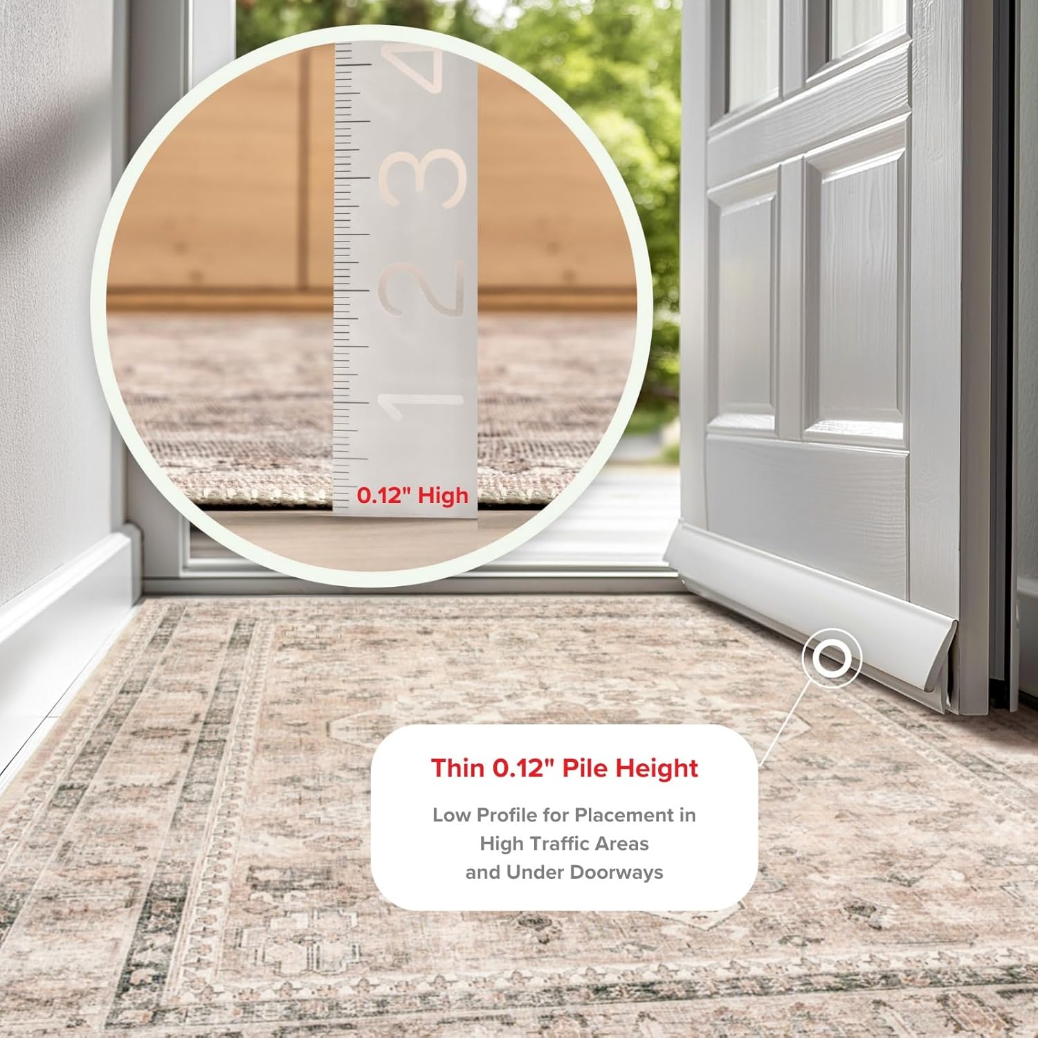6x9 Spill Proof Machine Washable Area Rug, Stone/Ivory K319