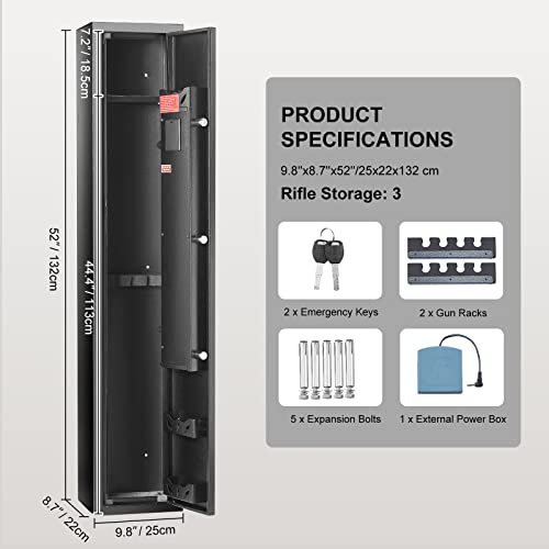 6-8 Rifles Gun Safe with Fingerprint & Digital Keypad Lock X153390