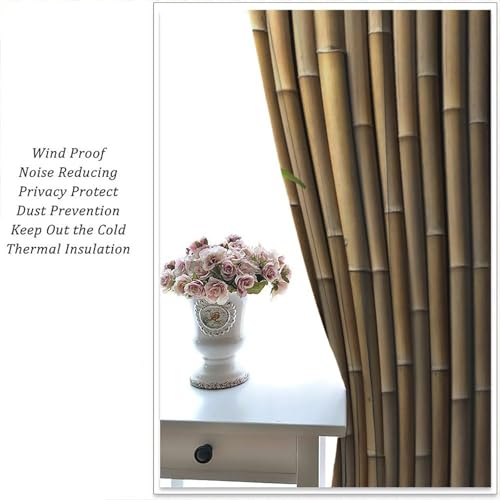 Blackout Bamboo Print Curtains 52" W X 84" L X914587