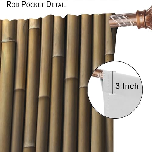 Blackout Bamboo Print Curtains 52" W X 84" L X914587