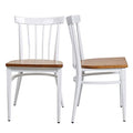 Heavy Duty Metal Dining Chair Set of 2 with Wood Seat, Black I715