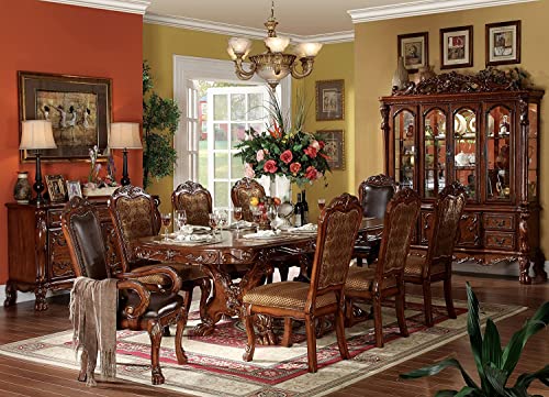 9pc Formal Dining Table Set with 6 Side Chairs and 2 Arm Chairs O496