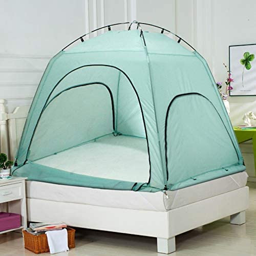 Bright Blue Privacy Tent on Bed E993