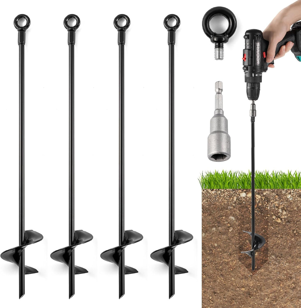 18'' Heavy Duty Ground Stakes Earth Anchors Screw in Shed Anchor Kit Auger Anchor X165