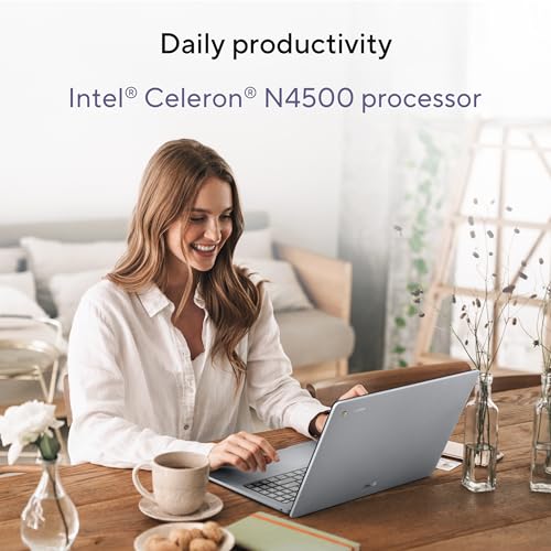 15.6" FHD Anti-Glare Display Intel Celeron N4500 128GB Storage 8GB RAM ChromeOS Pure Grey Chromebook C239