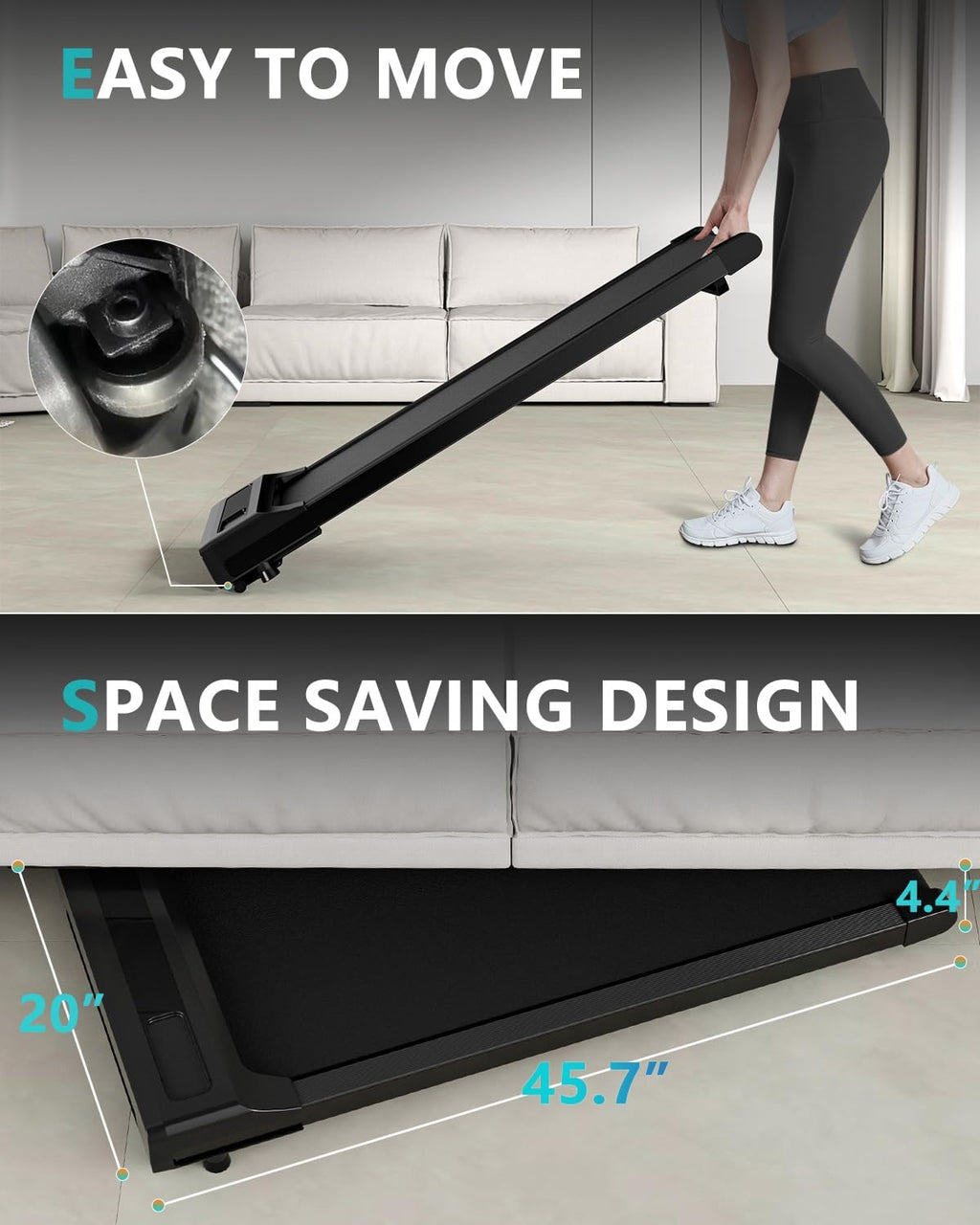Under Desk Treadmill with Remote Control, 2 in 1 Walking and Jogging, LED Display D545700