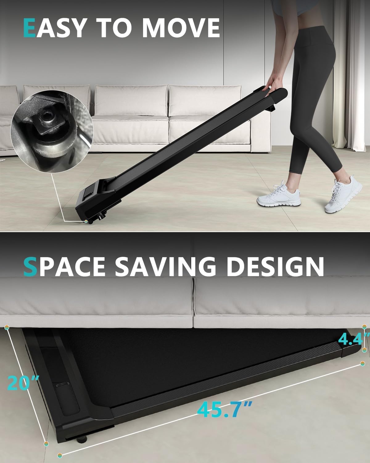 Under Desk Treadmill with Remote Control, 2 in 1 Walking and Jogging, LED Display D545700