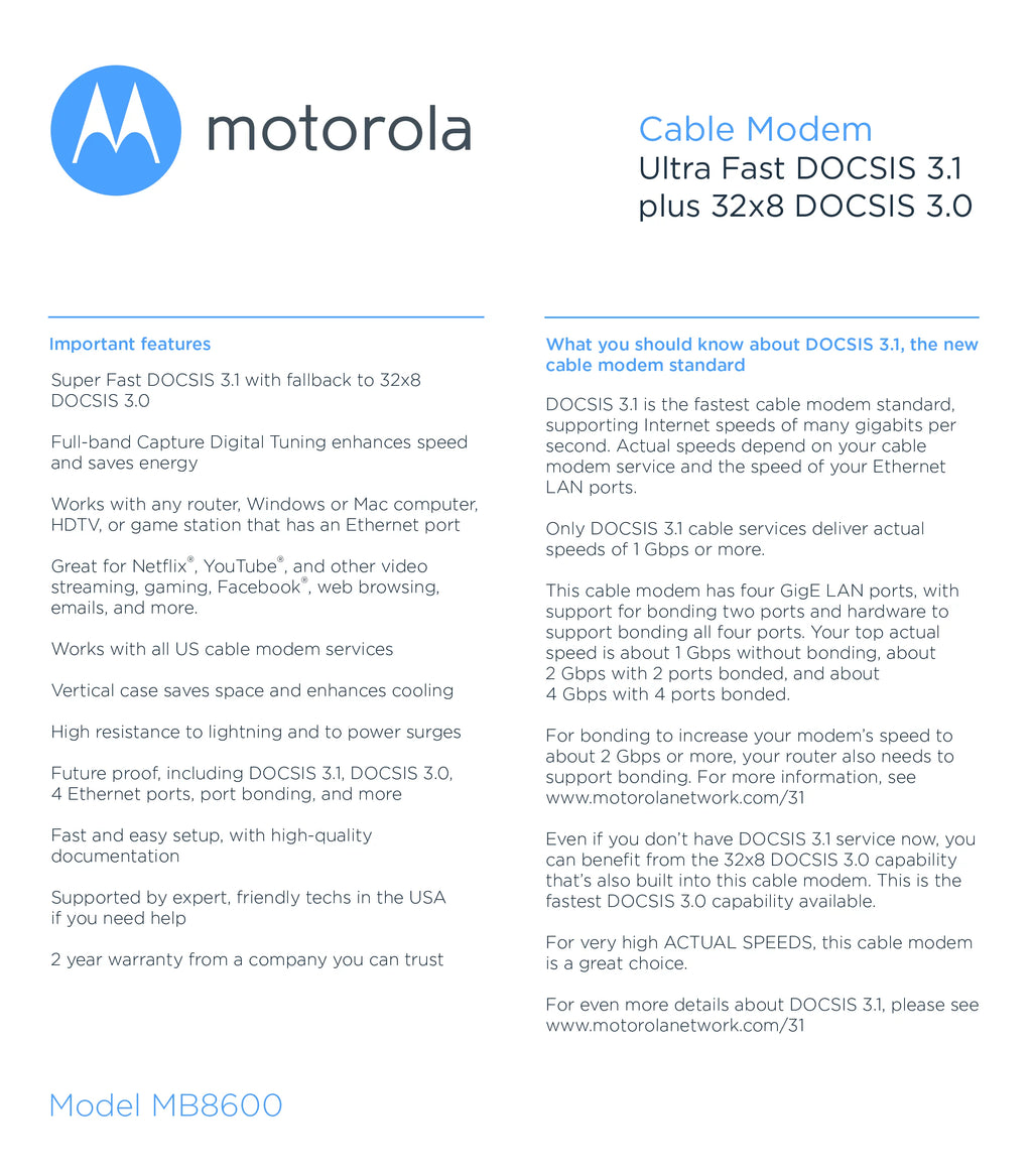DOCSIS 3.1 Cable Modem W7684