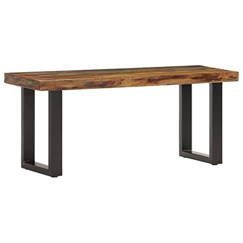 Solid Reclaimed Wood & Steel Bench E6556
