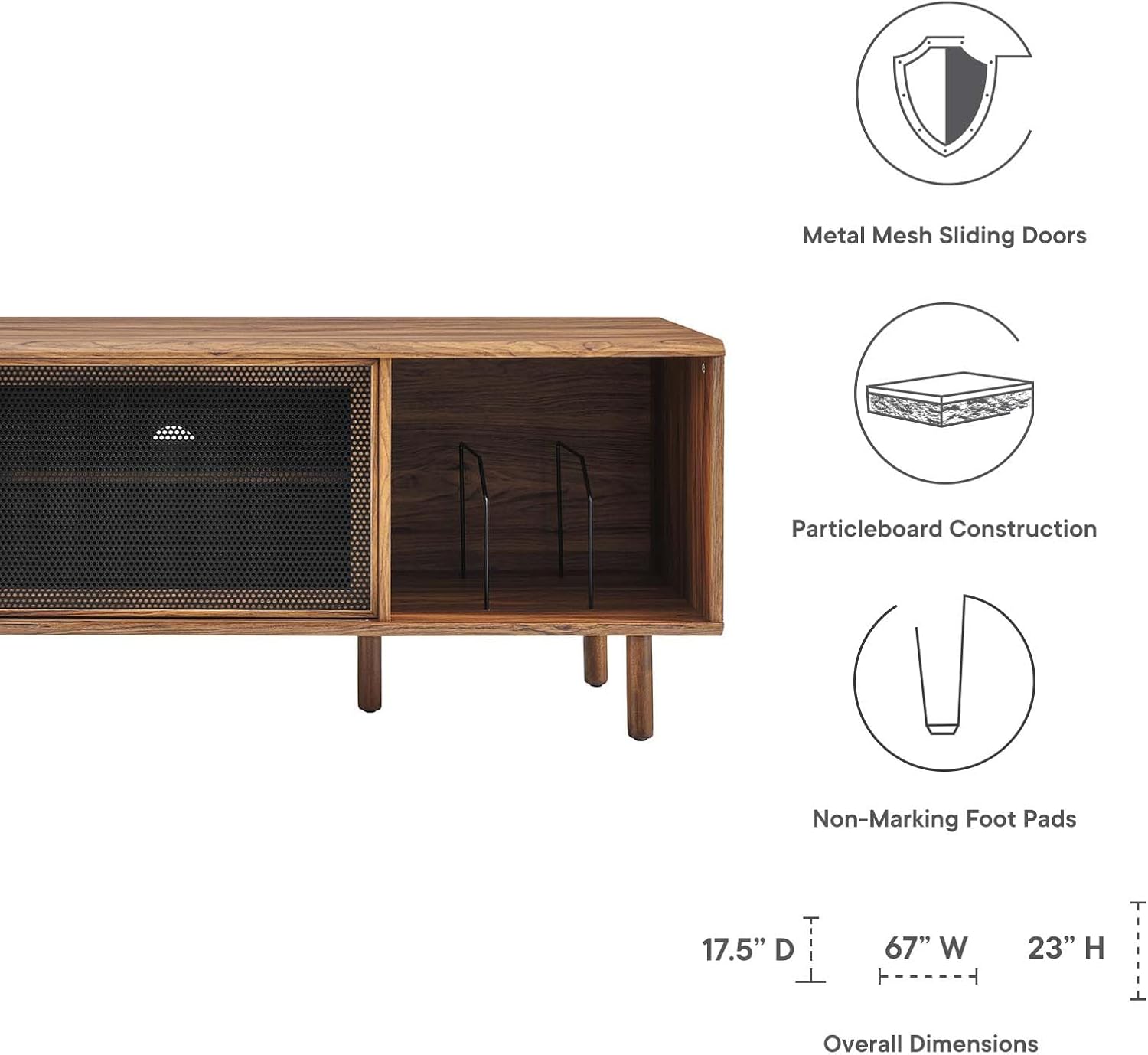 Walnut MDF Particleboard TV and Record Stand U373