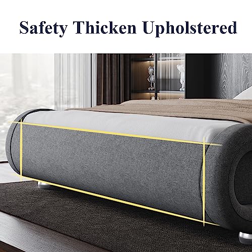 Queen Size Black Upholstered Platform Bed Frame C45165