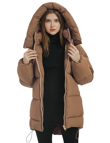 Women Mid-Length Puffer Hooded Jacket Winter Padded Warm Coat S898