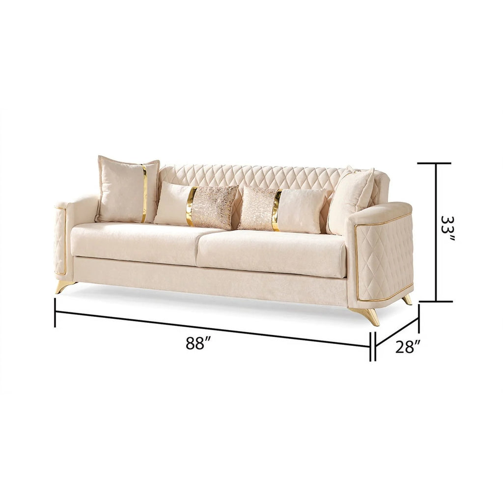 Ivory Velvet Sofa S606572
