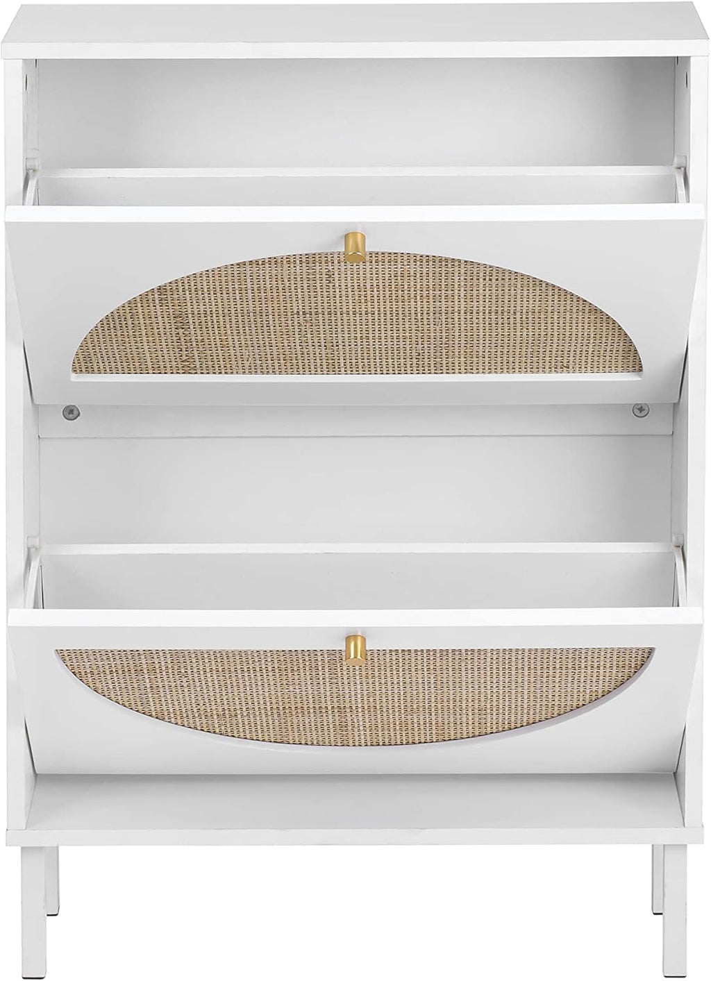 White Rattan Shoe Cabinet with 2 Flip Drawers M1017