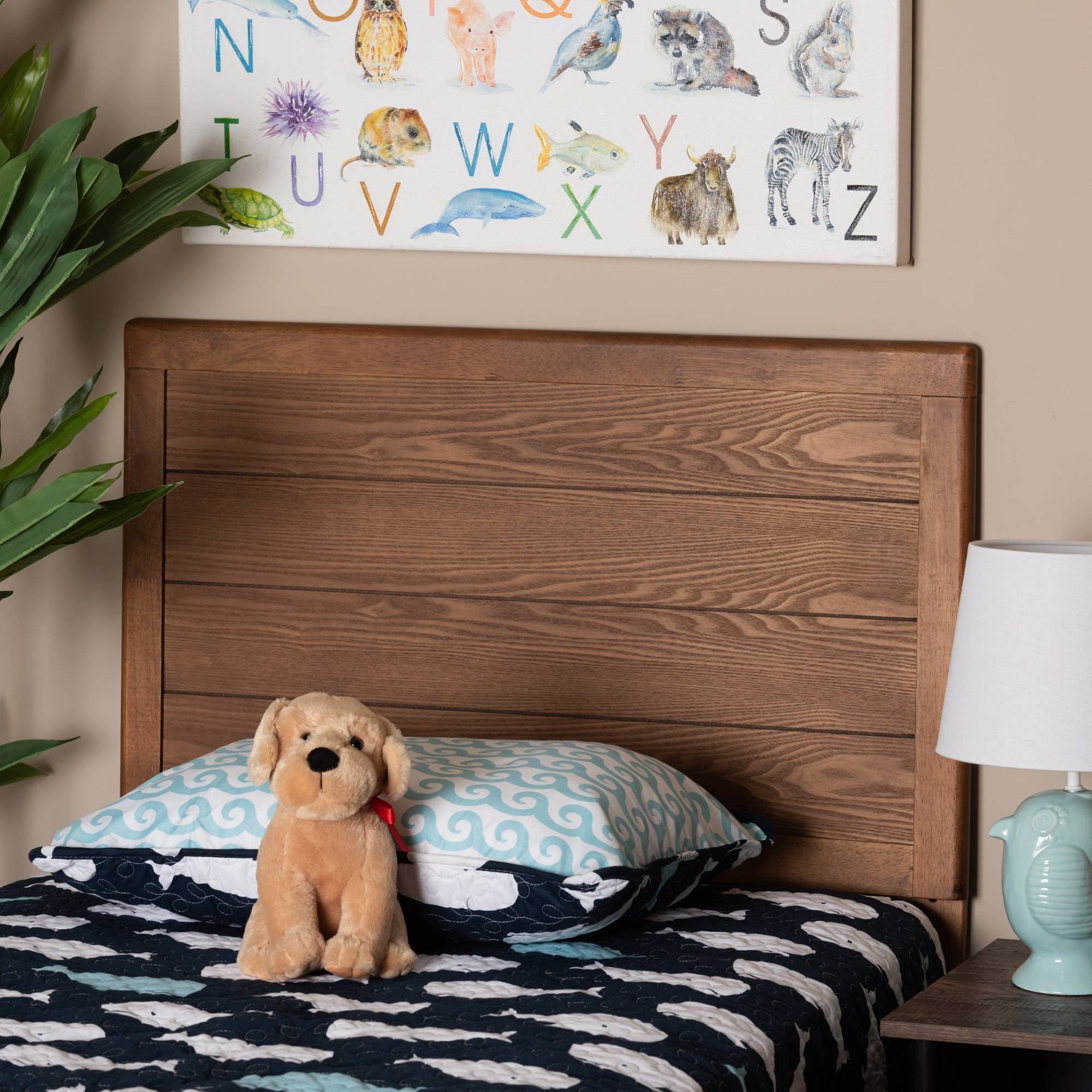 Walnut Brown Finished Wood Twin Size Headboard K56791