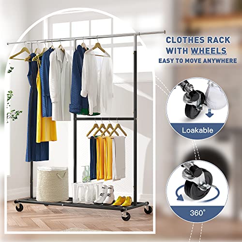 Gold Metal Clothing Rack with Wheels Q8214