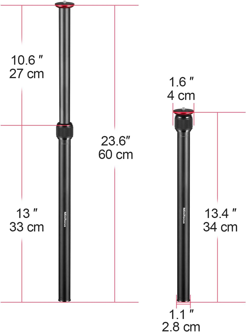 23.4" Alloy Aluminum Tripod Extension Tube J507172