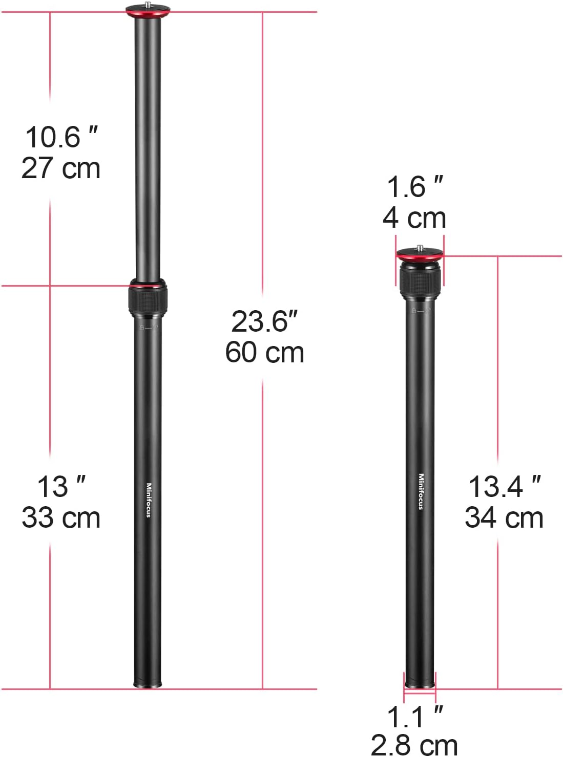 23.4" Alloy Aluminum Tripod Extension Tube J507172