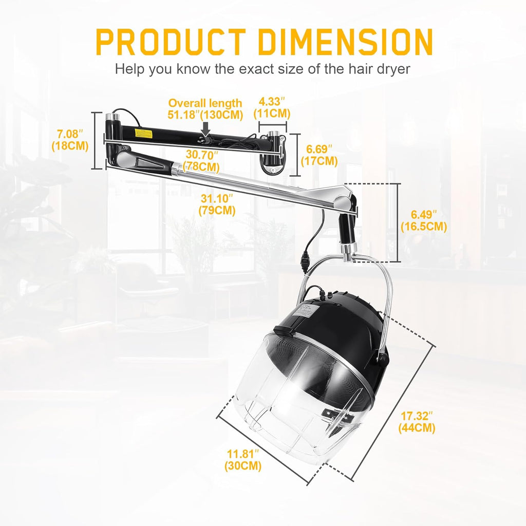 Black Wall Mounted Hair Dryer with Swivel Arm D65359