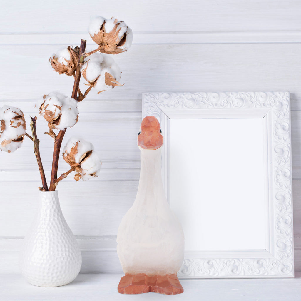 White 11x6cm Wooden Goose Ornaments T959