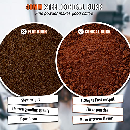 Silver Electric Conical Burr Coffee Grinder with 51 Grind Settings, 9.7 oz H25983