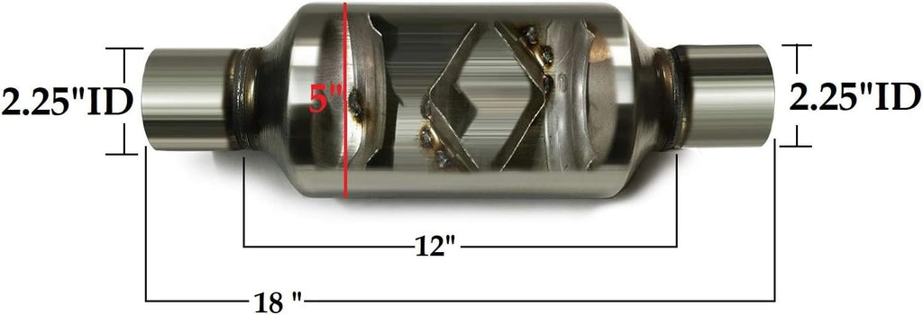 Pair of single chamber universal performance race round mufflers 2.25" Pack of 2 A3002