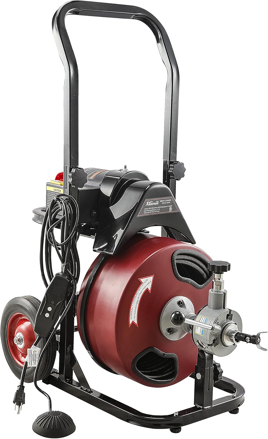 50-Feet Long 1/2 Cable Drain Auger Cleaner with Cutter Set & Foot Switch S379219