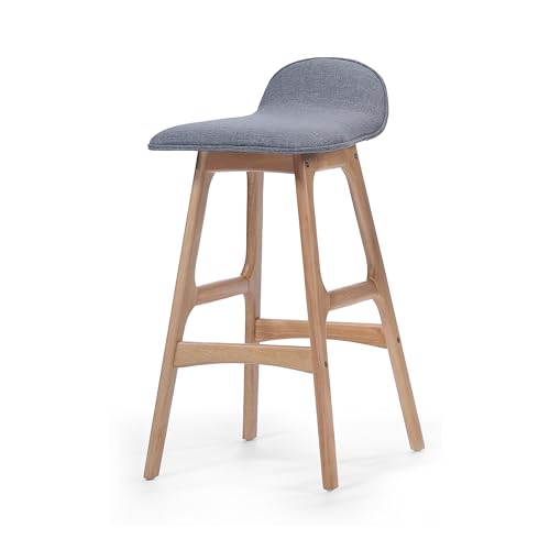 Set of 2 Upholstered Bar Stools with Footrests (Charcoal) K48534