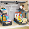 2 PACK 5 Height Adjustable 2 Tiers Pull Out Drawer Shelves Metal Slide Tray Organizer V312