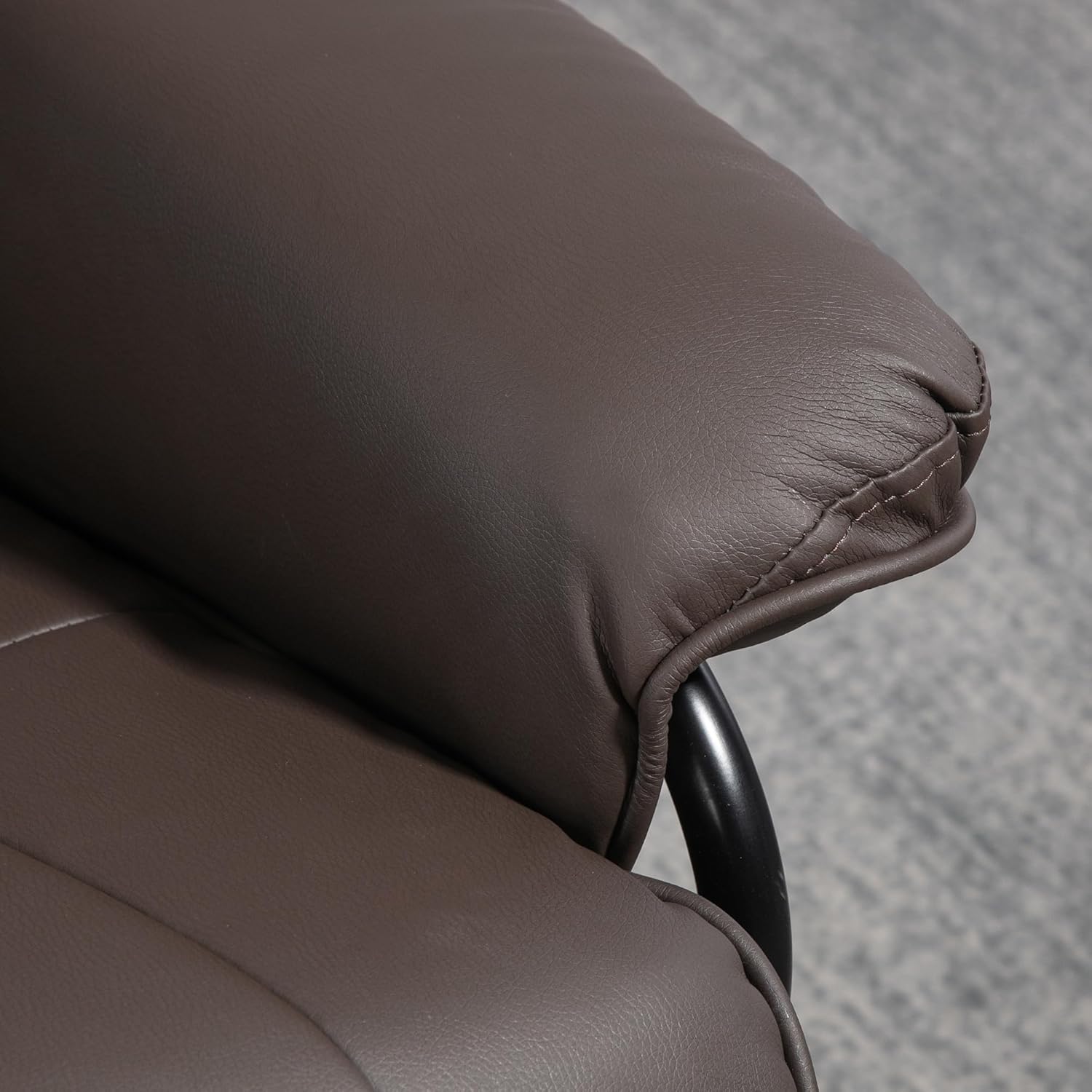 Brown PU Leather Manual Swivel Recliner Chair with Footrest H859058