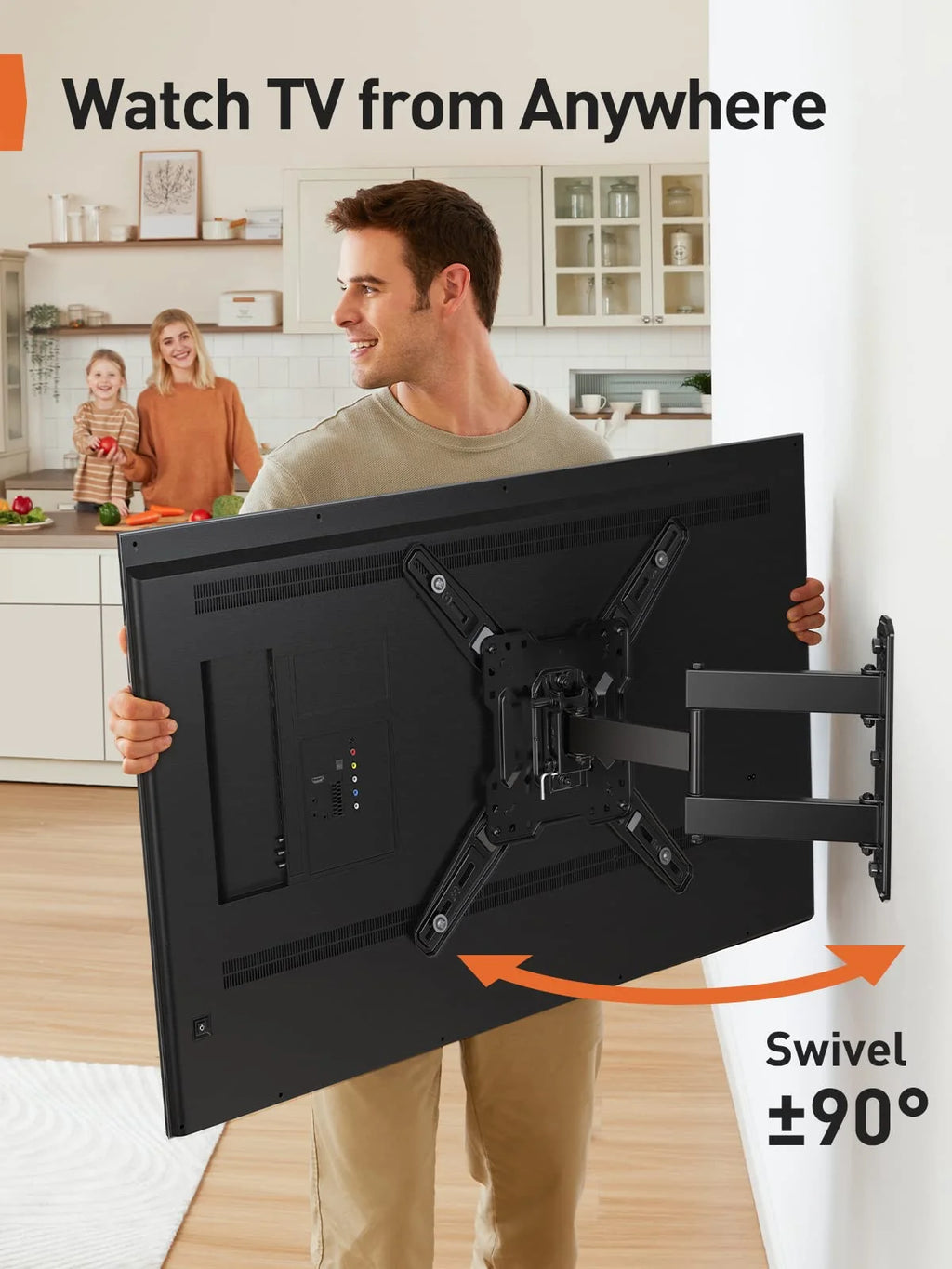 Full Motion TV Wall Mount for 26-60 inch LED LCD Flat Curved Screen TVs, Max 400x400mm, up to 82 lbs I412