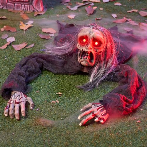 Halloween Zombie Decoration with Glowing Eyes and Sound C63970