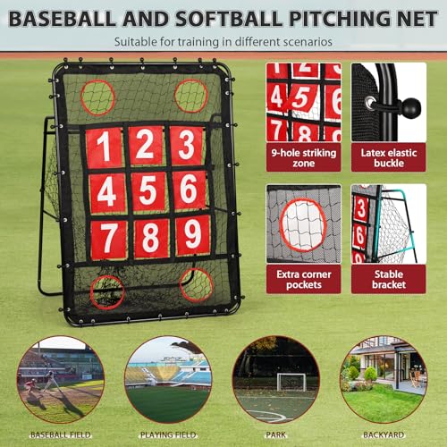 9 Hole Baseball Pitching Target with Carry Bag T5645