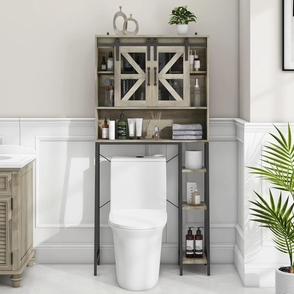 Over The Toilet Storage Cabinet with Sliding Barn Door H719