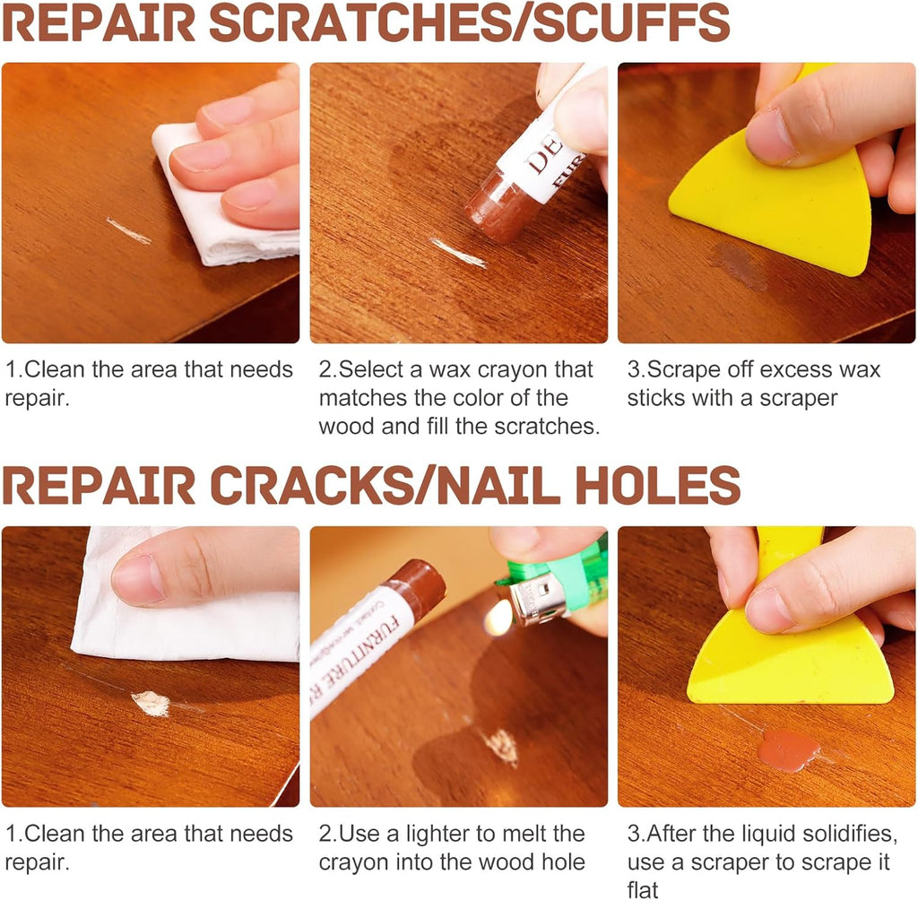 6 Colors Wood Filler Sticks Repair Crayons Kit D969