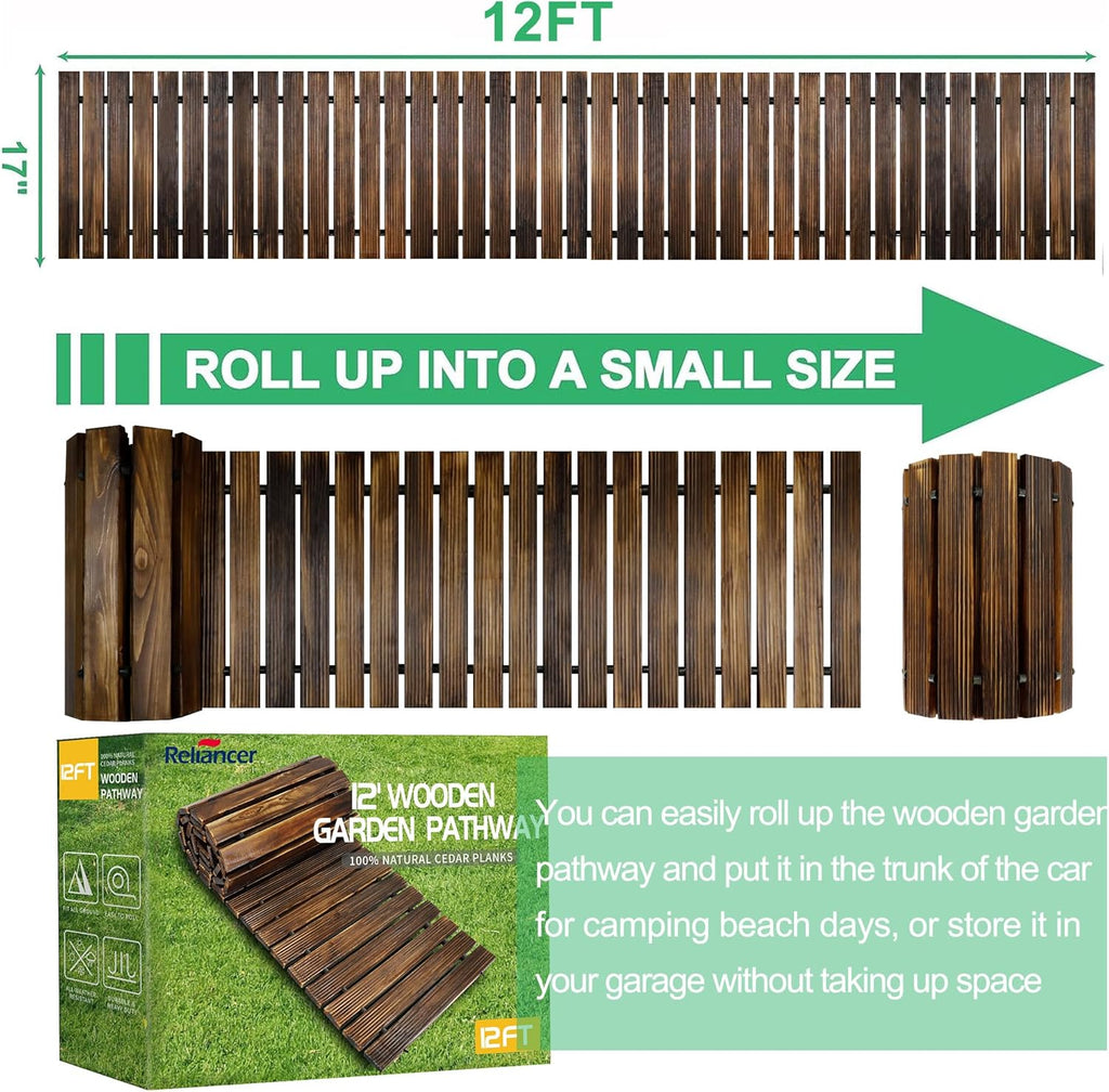 12 ft Wooden Cedar Garden Pathway T600